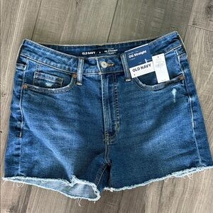 Old Navy Blue Frayed Hem OG Straight Denim Shorts